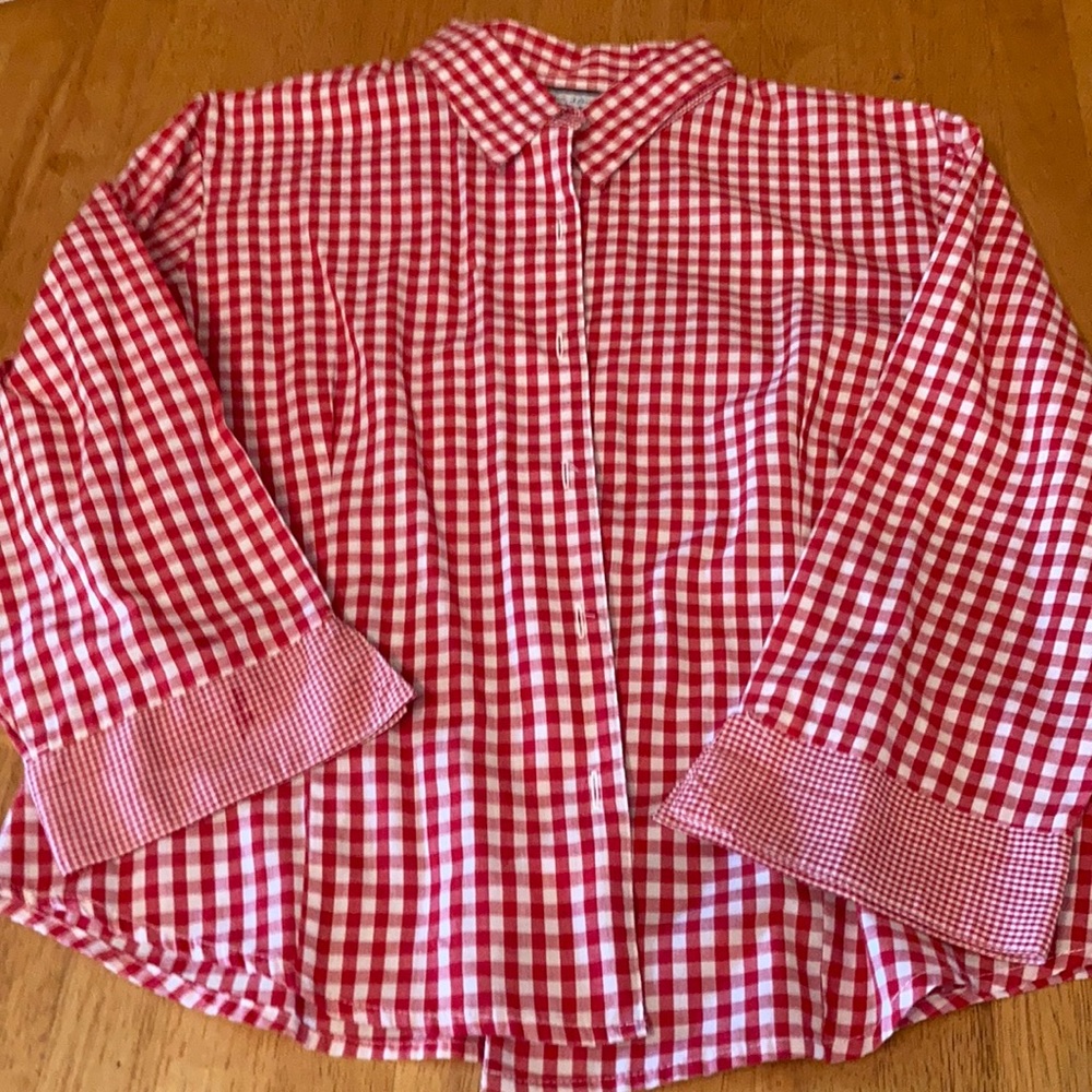 Ladies gingham 3/4 length  sleeve shirt